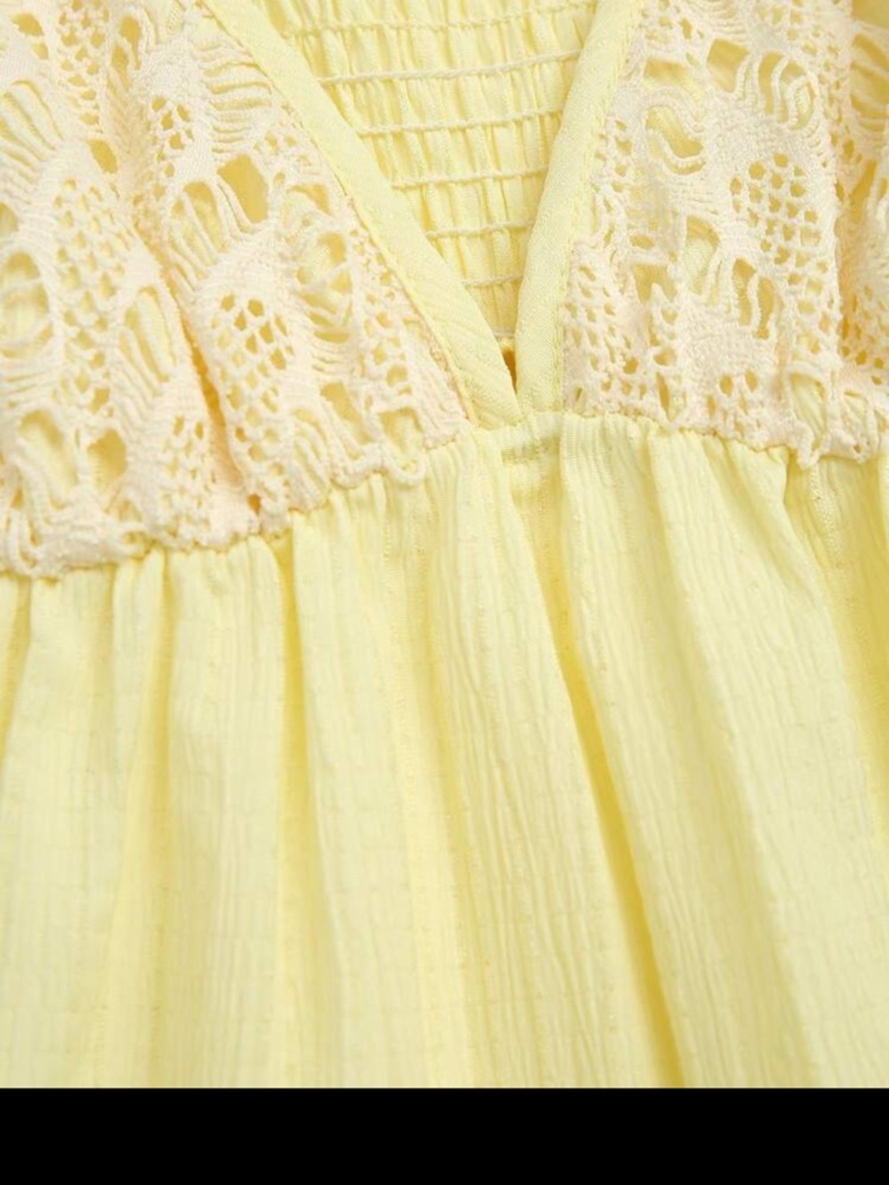 Summer Lace-Trim Mini Dress in Pale Yellow